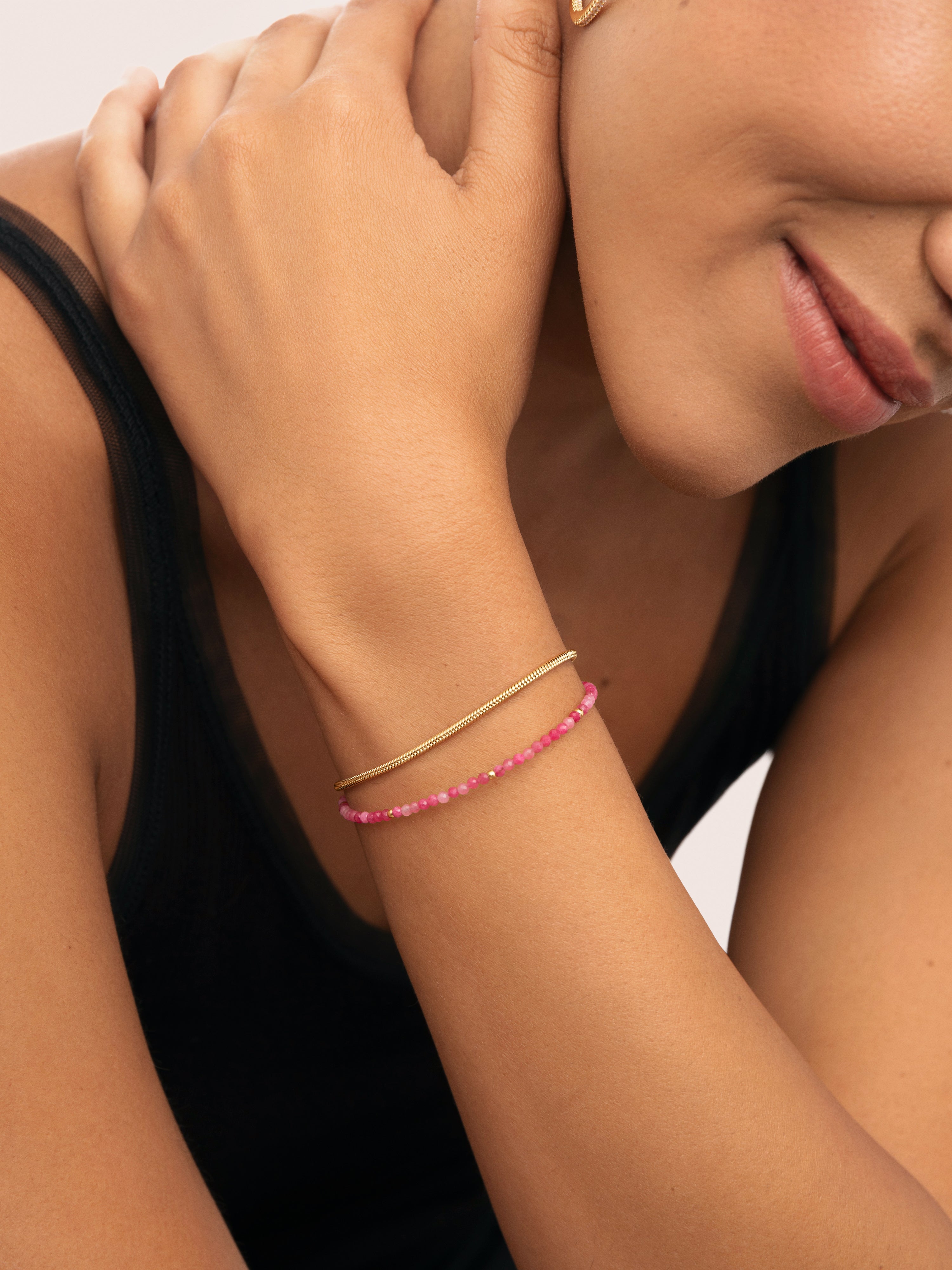 Cleopatra Pink Armband Edelstahl, vergoldet