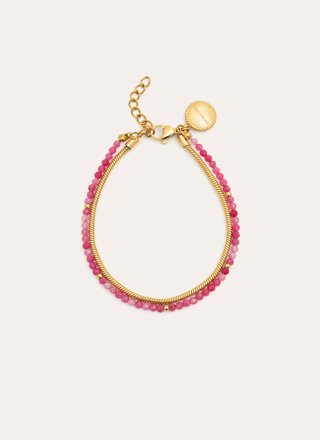 Pulsera Cleopatra Pink Acero Baño Oro