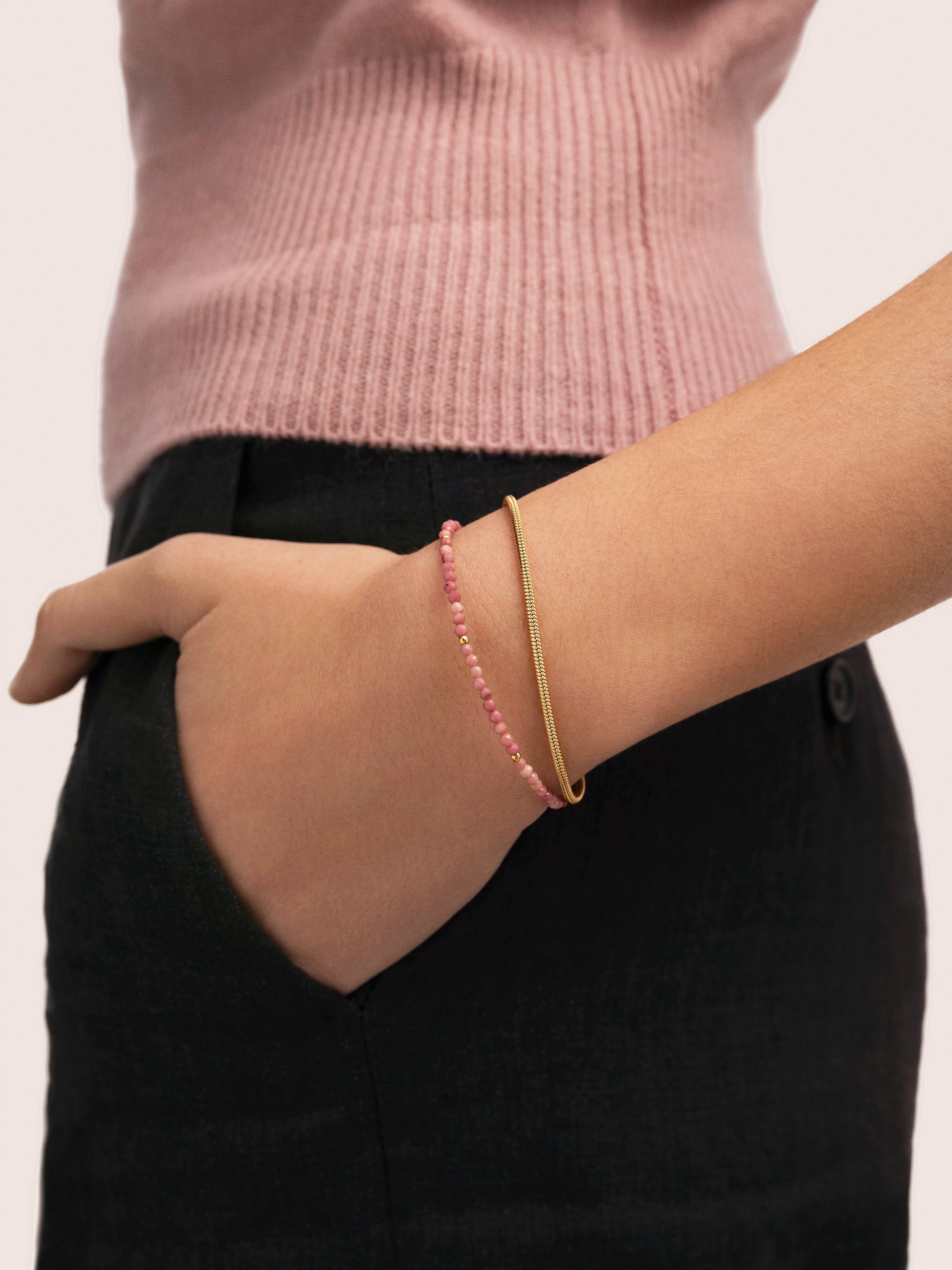 Bracelet Cléopâtre Rose Acier Plaqué Or