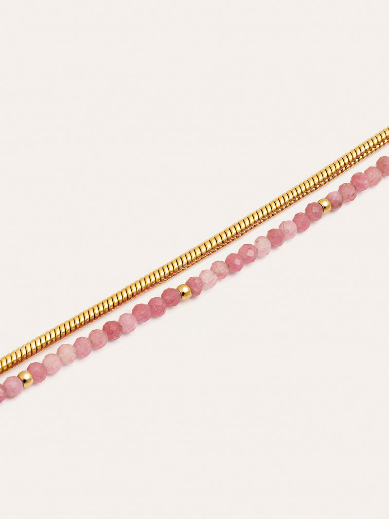 Bracelet Cléopâtre Rose Acier Plaqué Or