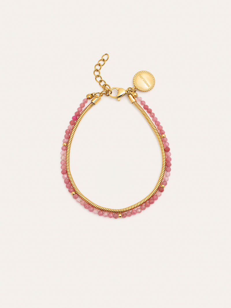 Bracelet Cléopâtre Rose Acier Plaqué Or
