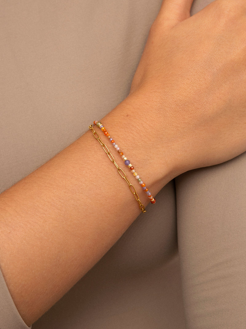 Double Crystal Summer Armband Edelstahl, vergoldet