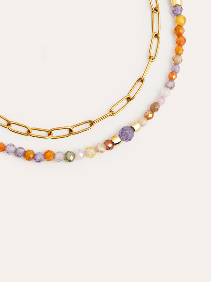 Double Crystal Summer Armband Edelstahl, vergoldet