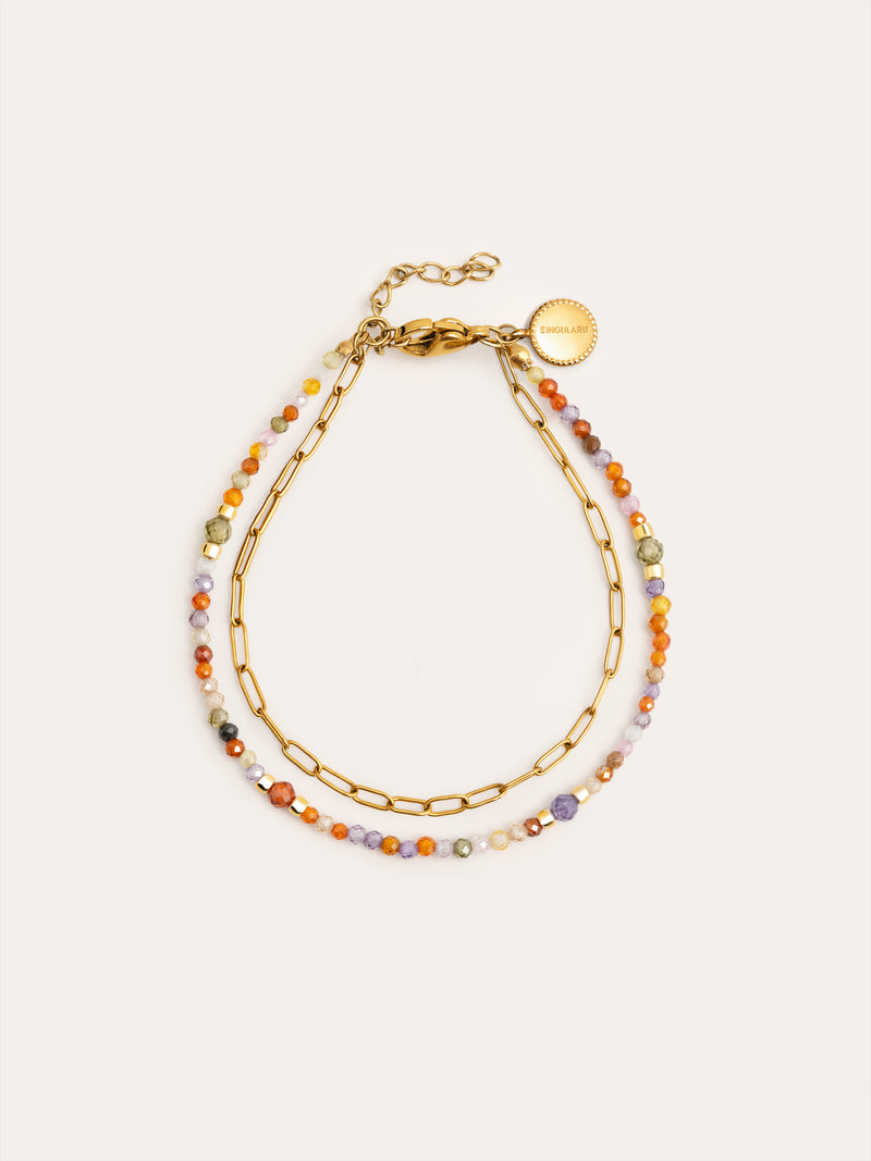 Double Crystal Summer Armband Edelstahl, vergoldet