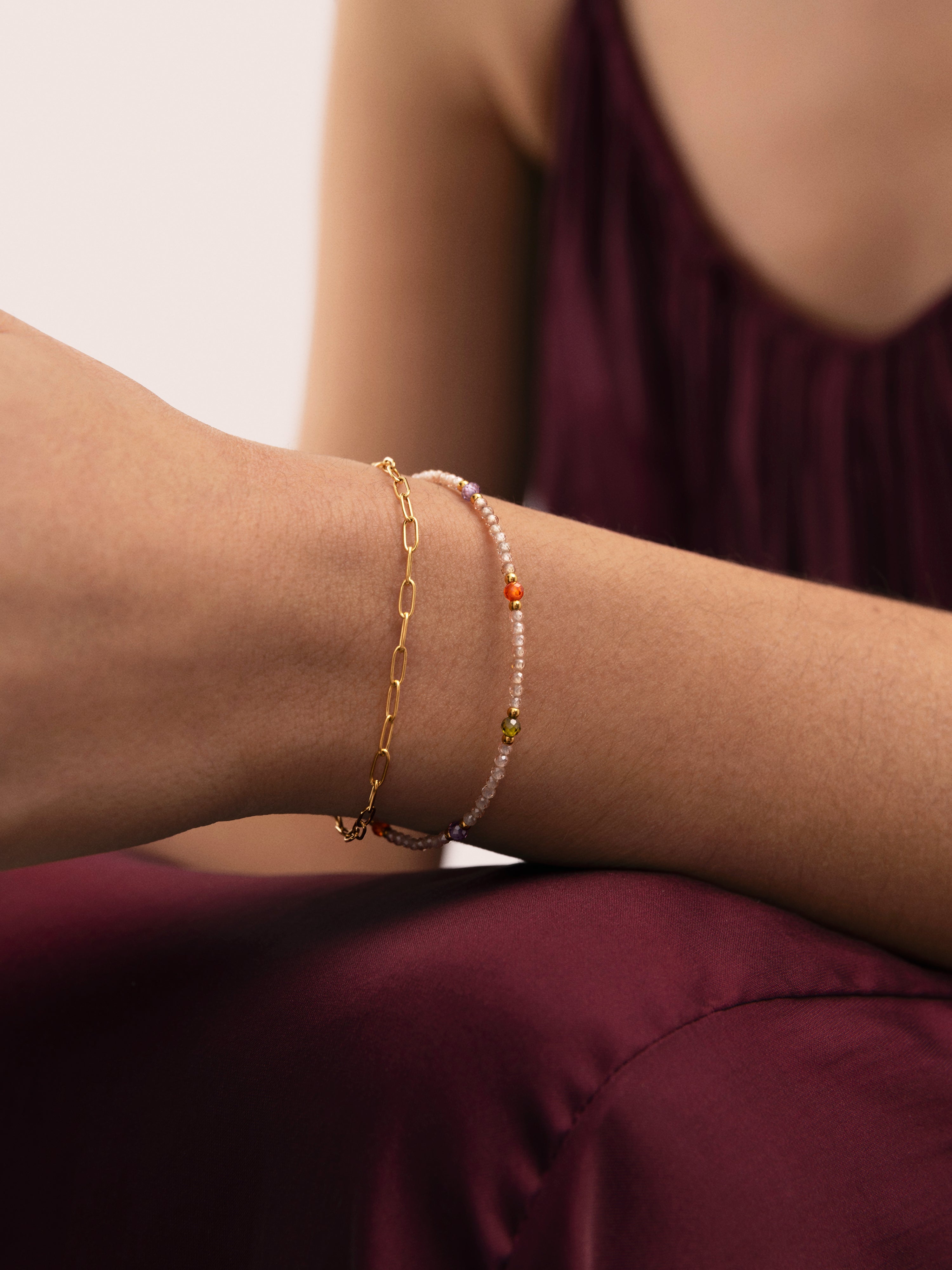 Pulsera Double Glam Acero Baño Oro