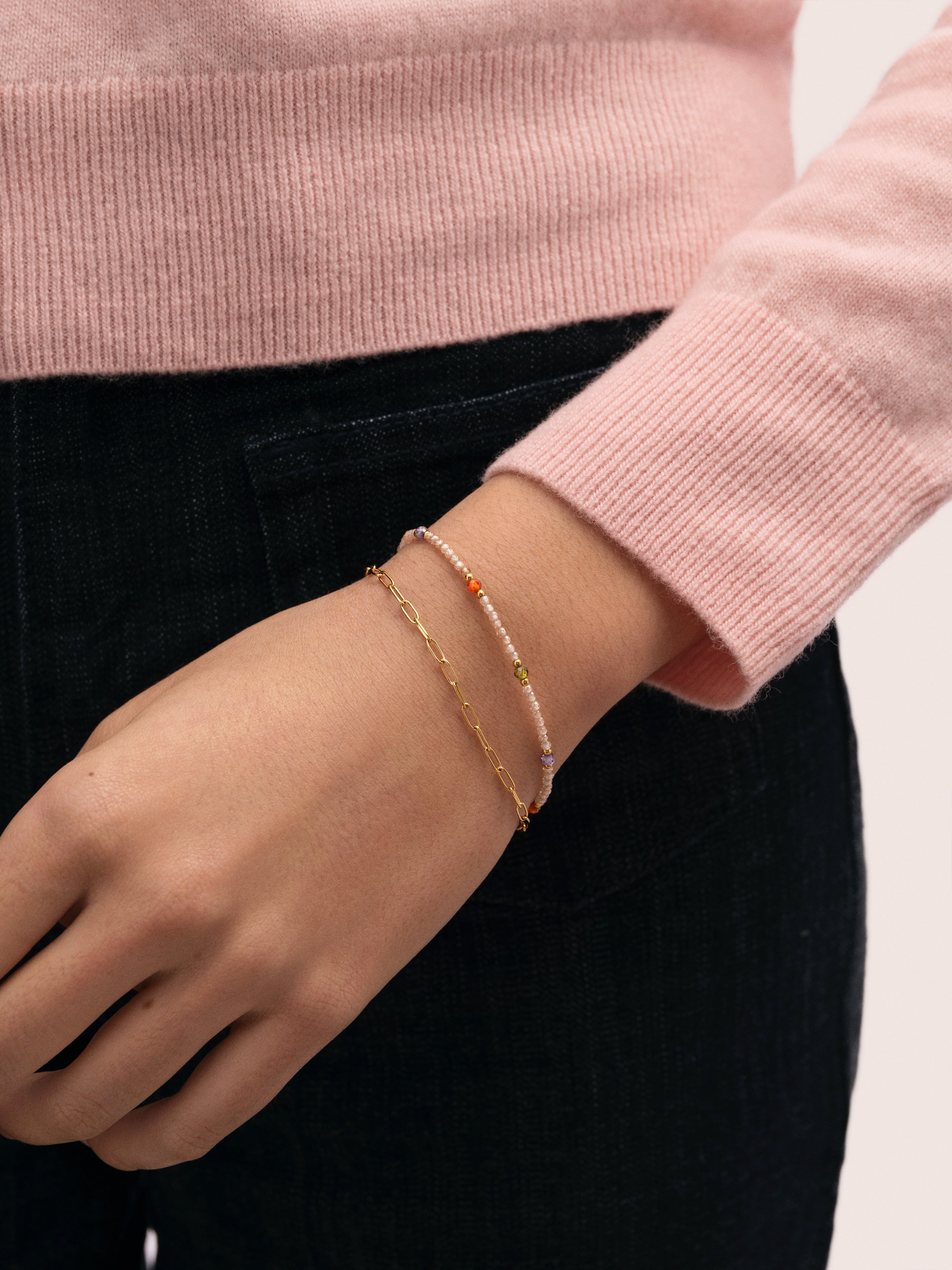 Pulsera Double Glam Acero Baño Oro