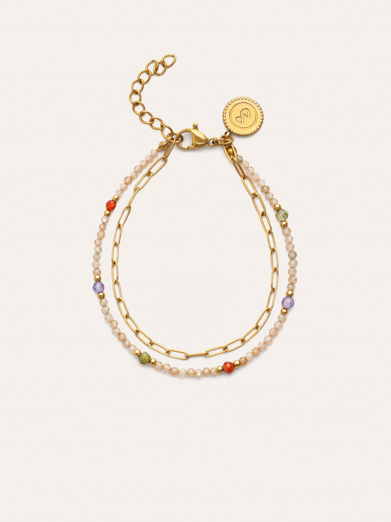 Pulsera Double Glam Acero Baño Oro