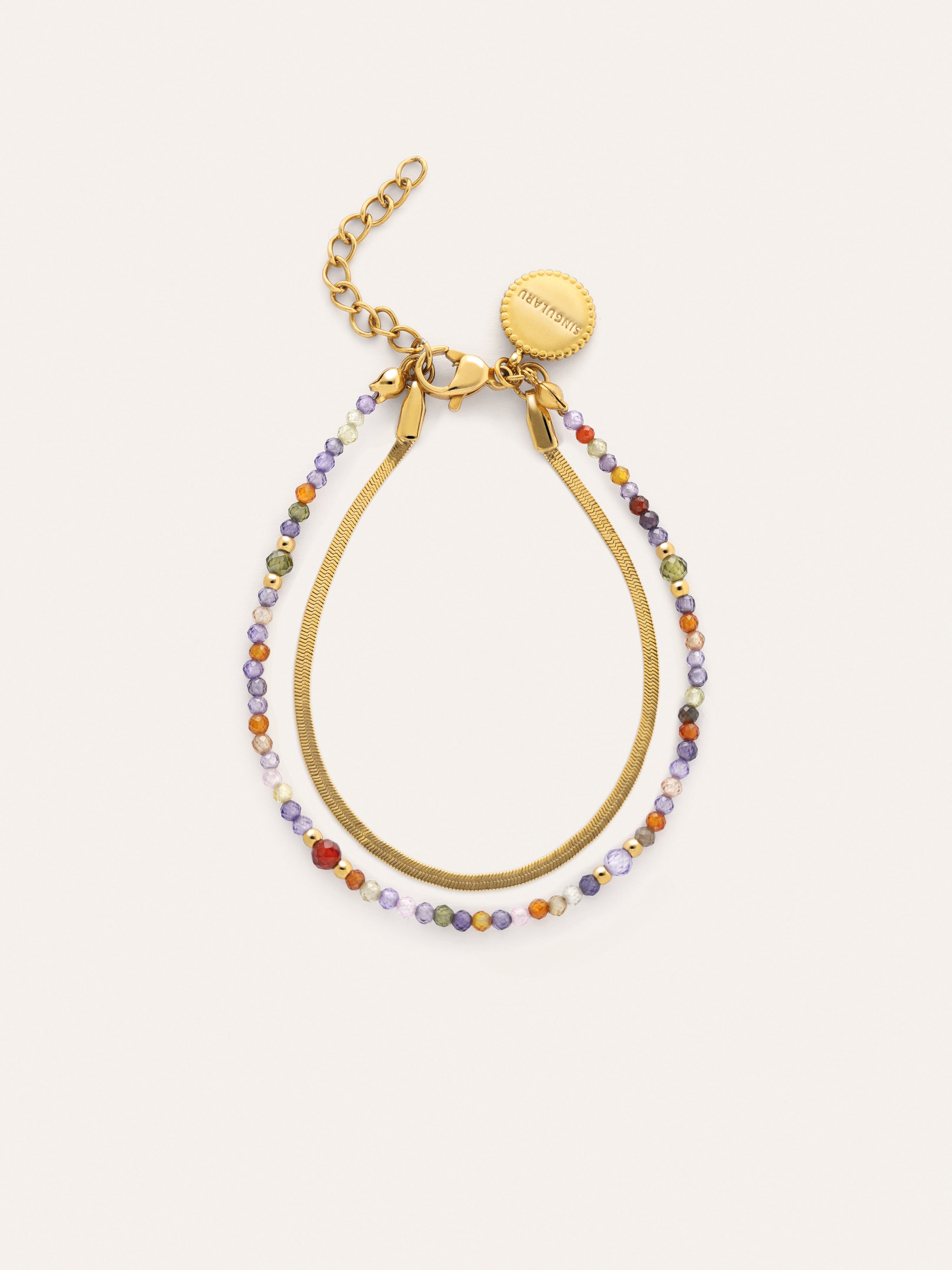 Doble Crystals Lisse Stainless Steel Gold Bracelet