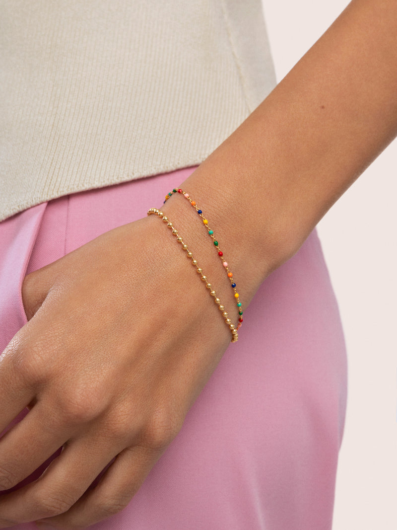 Pulseira Dots Colors Enamel Prata Banho de Ouro