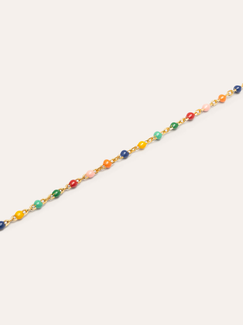 Pulseira Dots Colors Enamel Prata Banho de Ouro