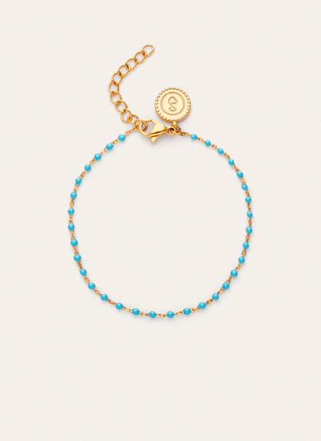 Armband Dots Turquoise Enamel Stahl Vergoldung