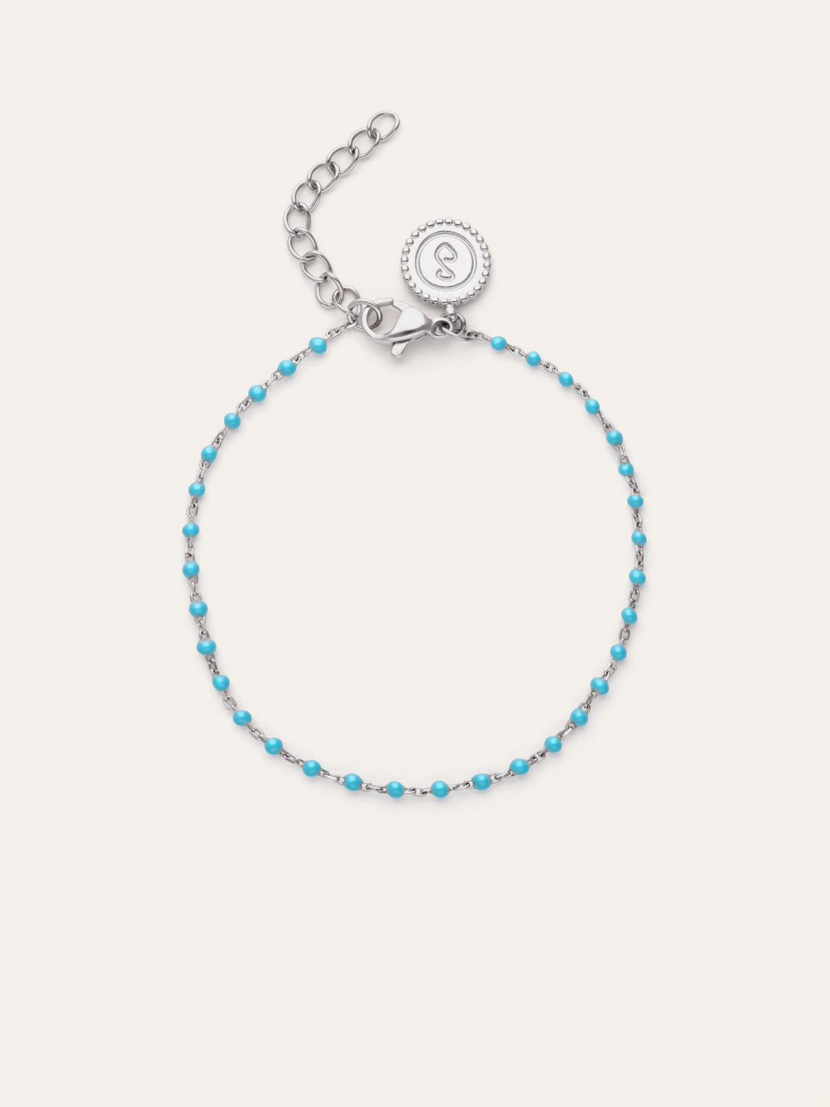 Armband Dots Turquoise Enamel Staal
