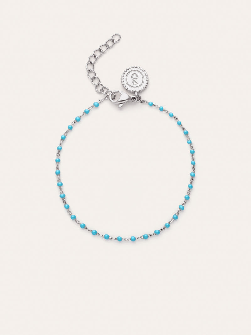 Armband Dots Turquoise Enamel Staal