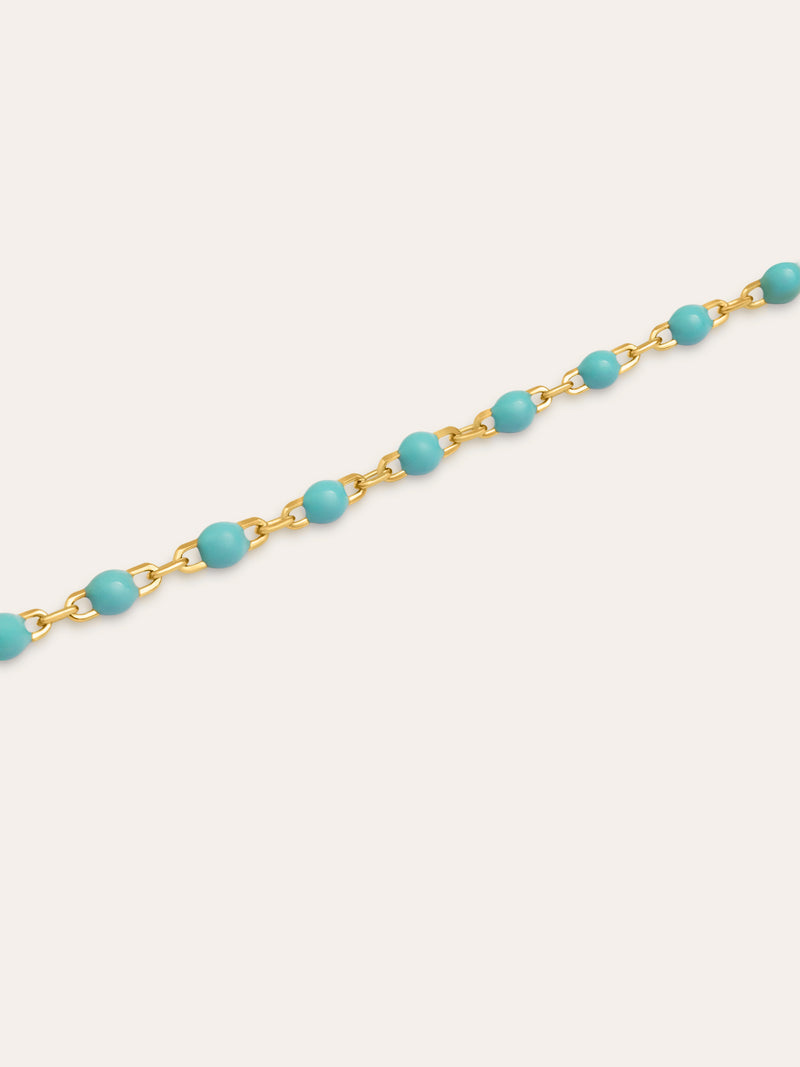 Pulseira Dots Turquoise Enamel Prata Banho de Ouro