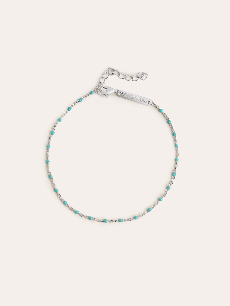 Pulseira Dots Turquoise Enamel Prata