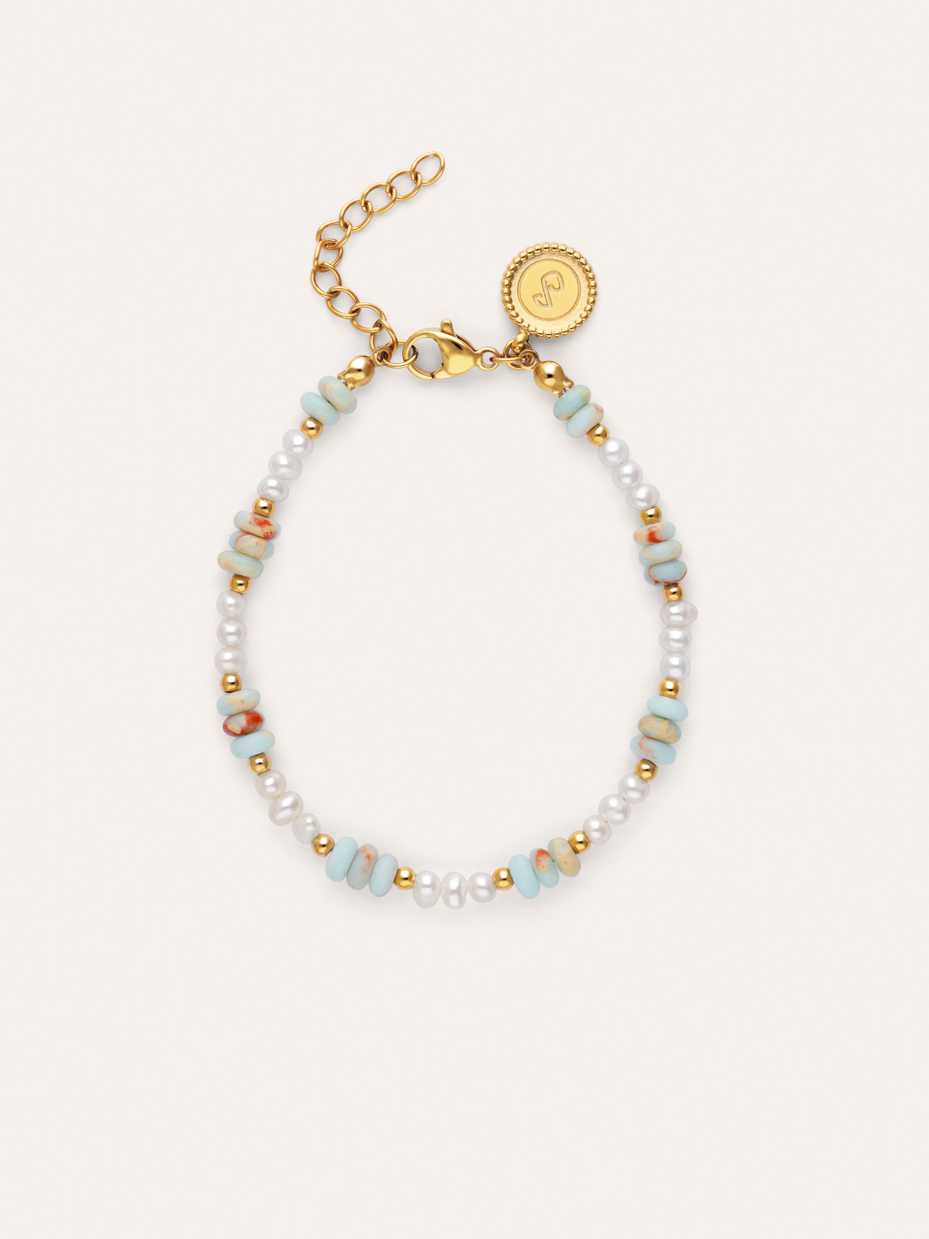 Pulsera Daylight Perlas Acero Baño Oro