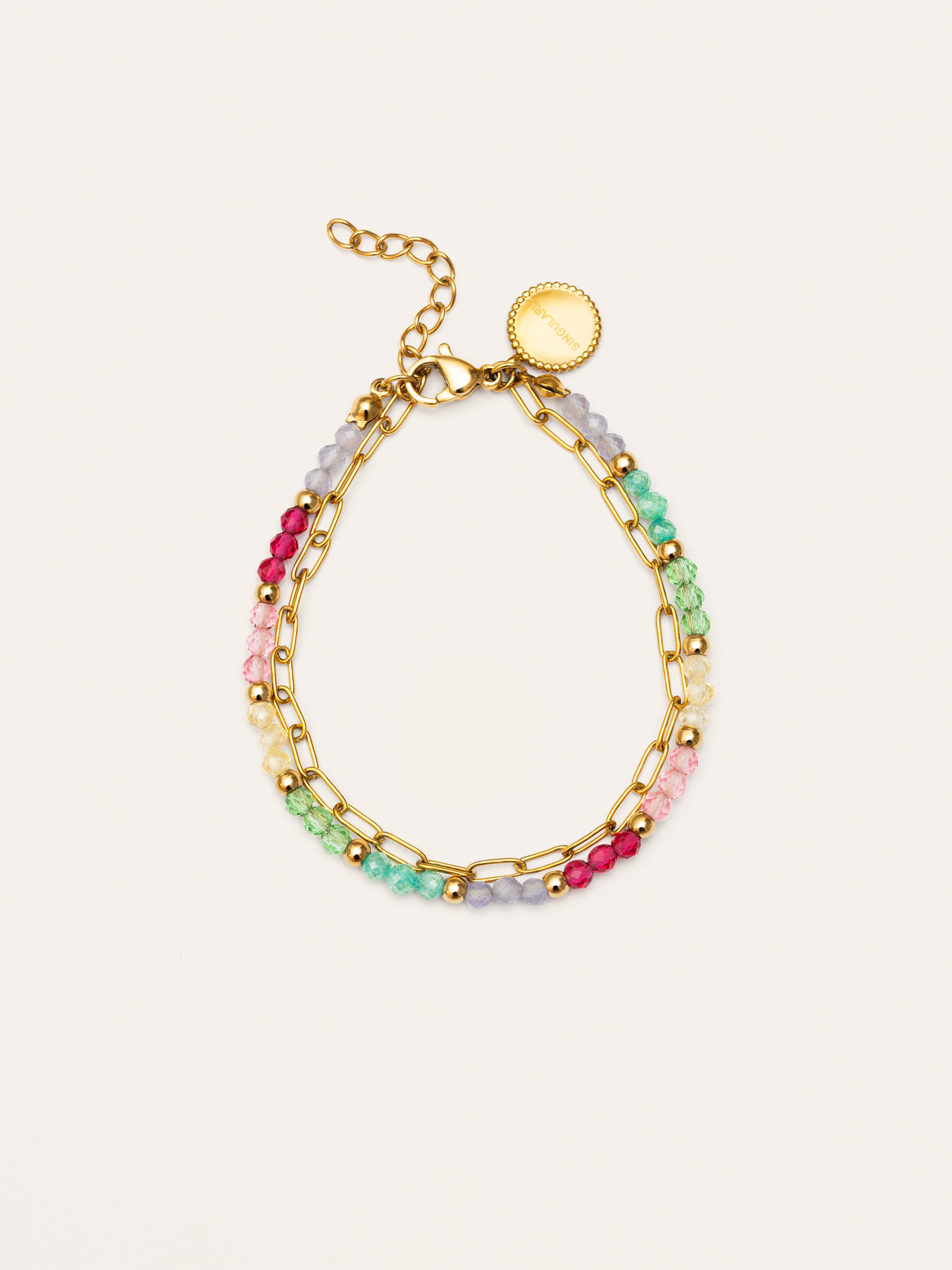 Doble Dye Dots Pastel Stainless Steel Gold Bracelet