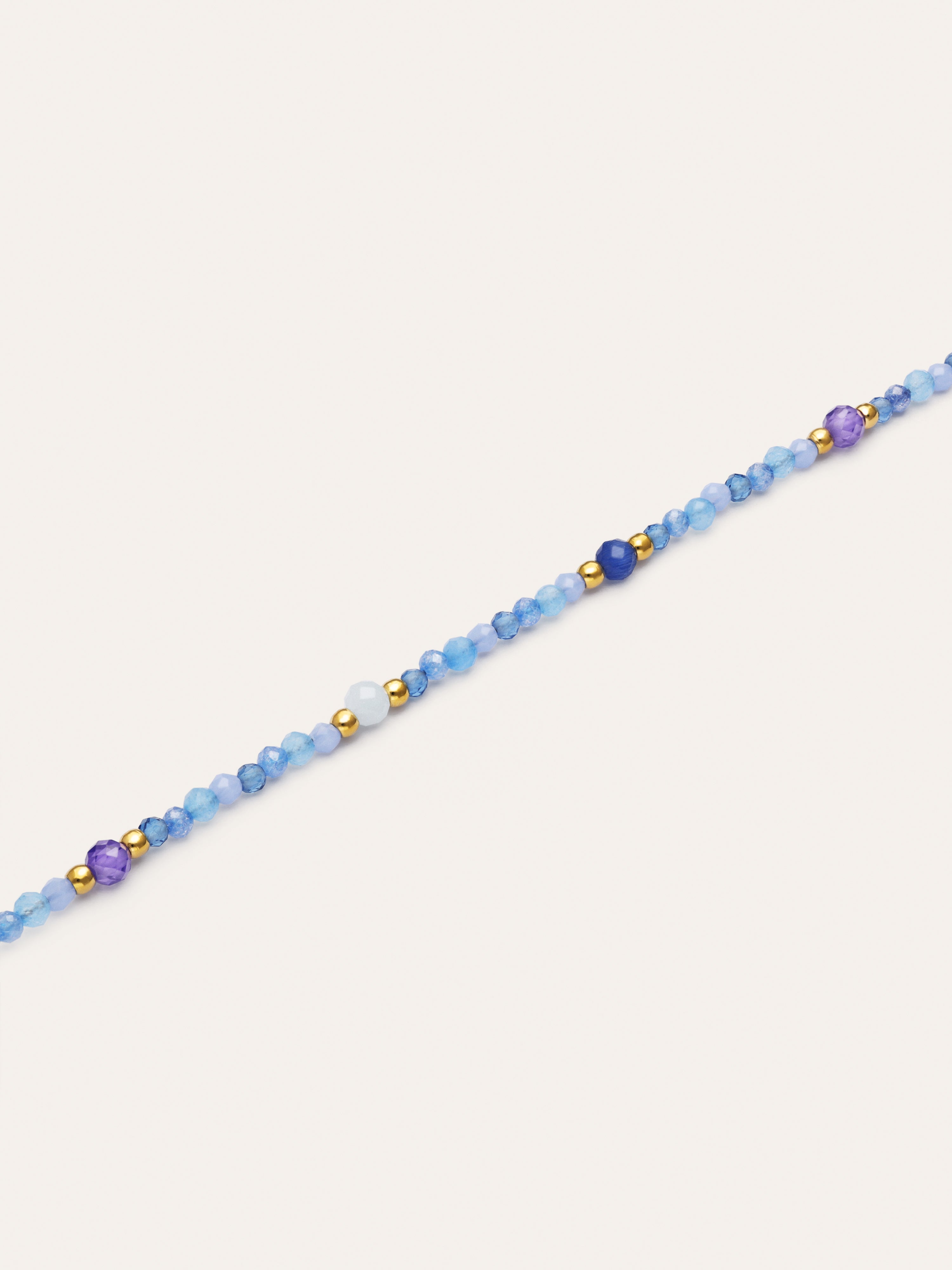 Pulseira Glam Azul Aço Banho de Ouro