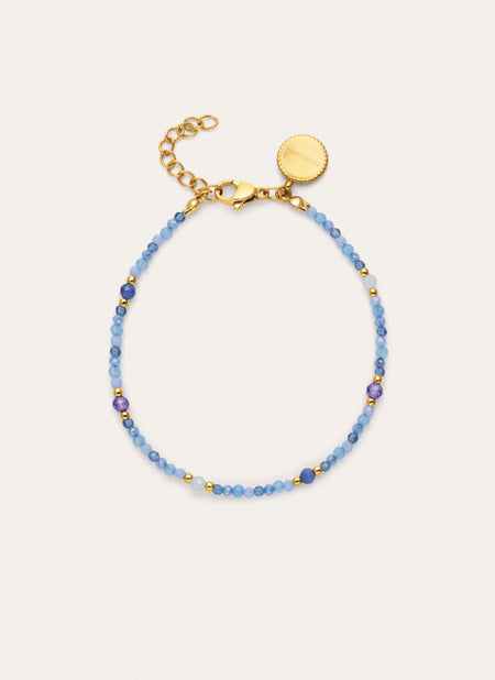 Pulsera Glam Azul Acero Baño Oro