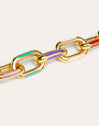 Pulsera Link Rainbow Enamel Acero Baño Oro