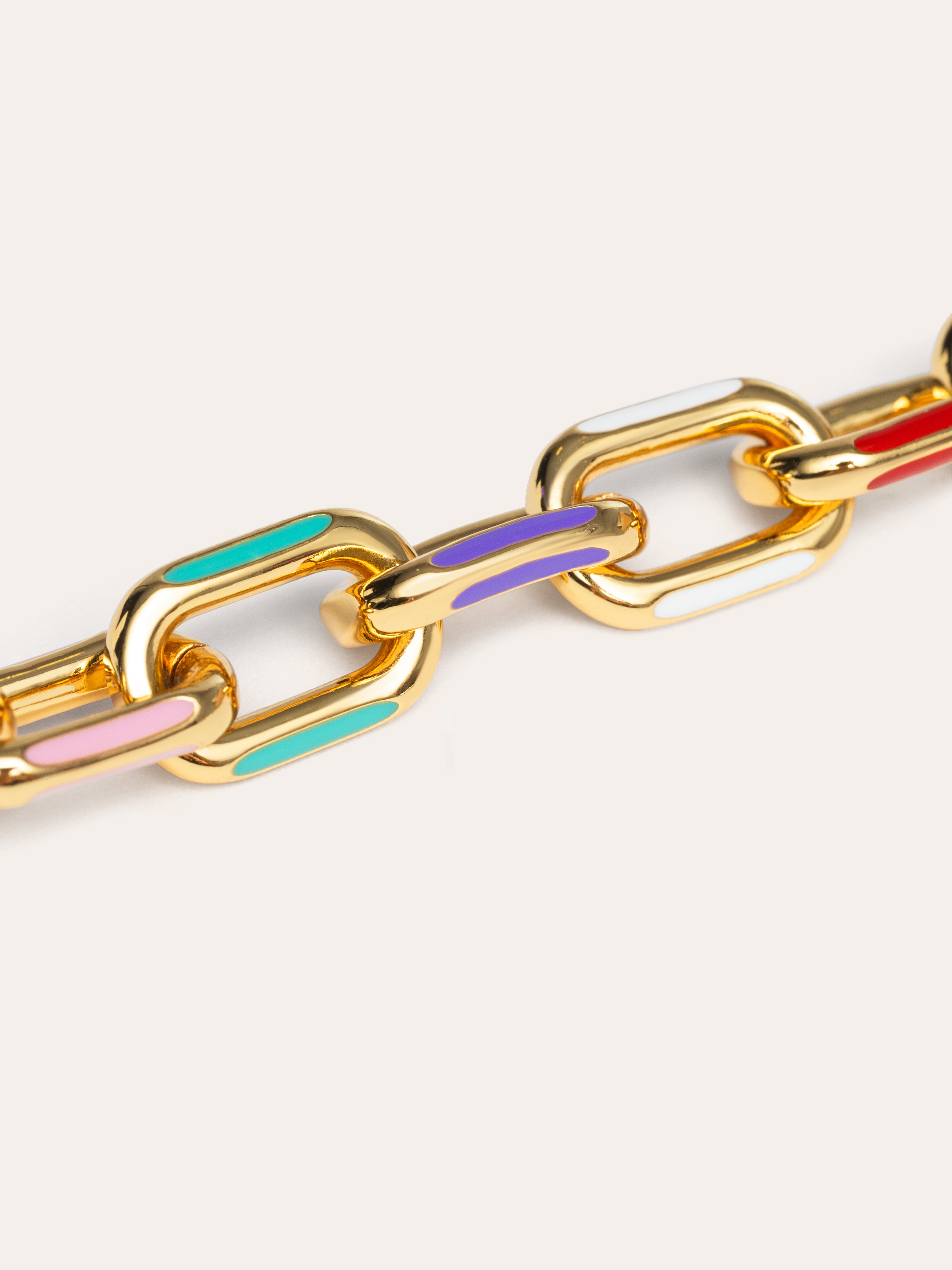 Pulsera Link Rainbow Enamel Acero Baño Oro
