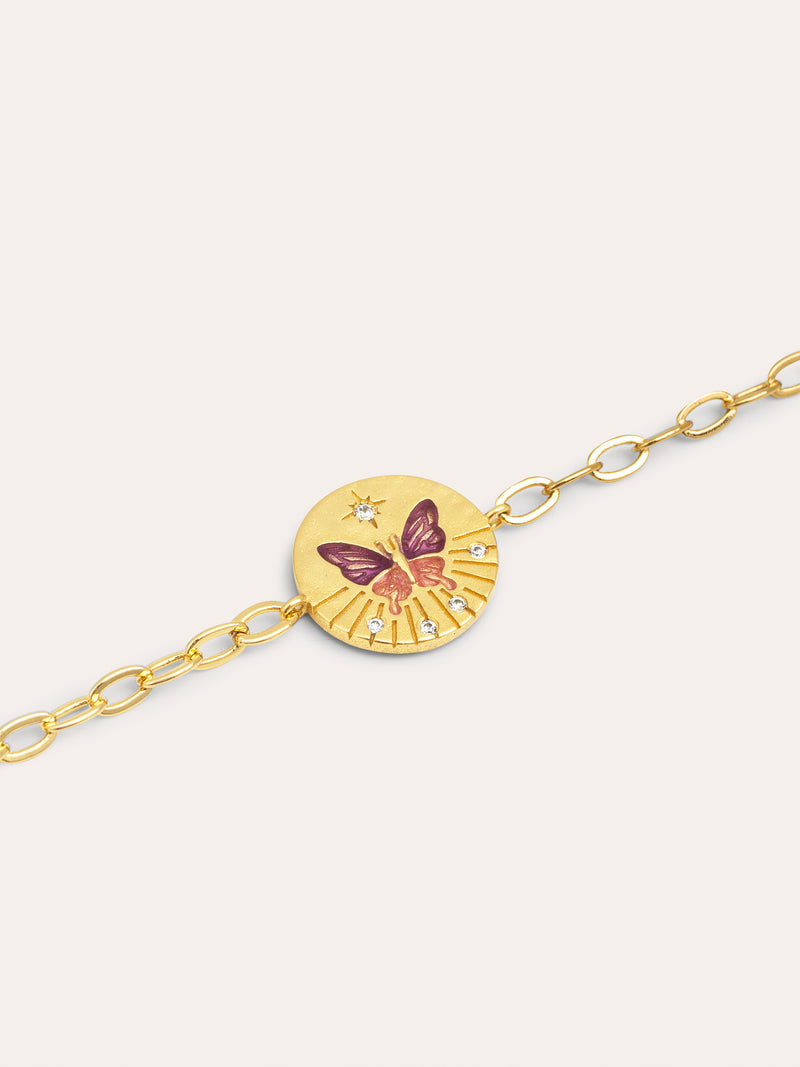 Butterfly Rose Armband Medaillon vergoldet