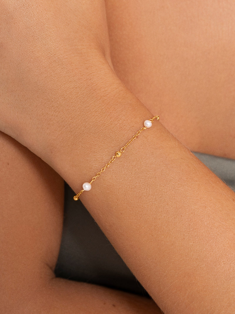 Pulsera Bahia Pearls Acero Baño Oro