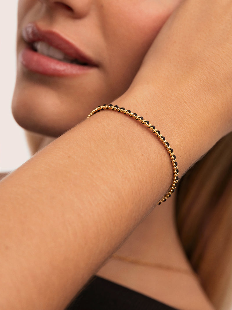 Pulseira Morgana Black Aço Banho de Ouro