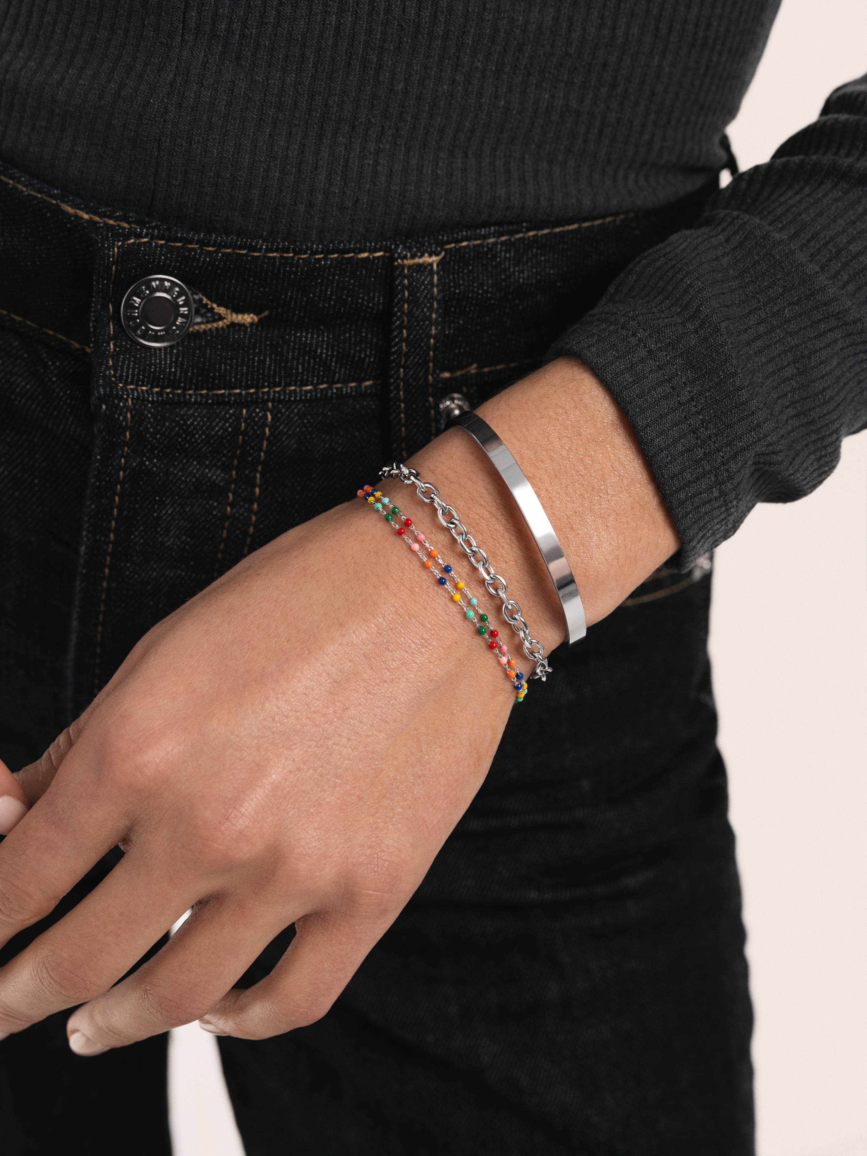 Dots Colors Enamel Armband Silber