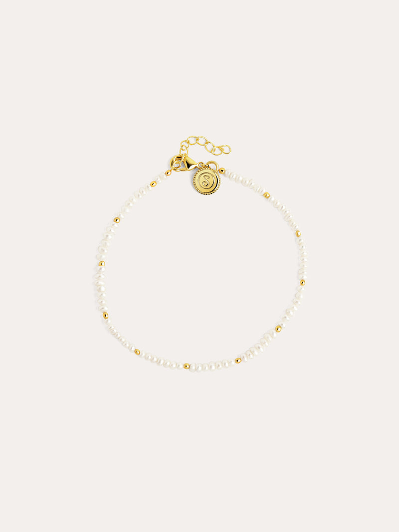 Pearls Dots Stainless Steel Gold Bracelet