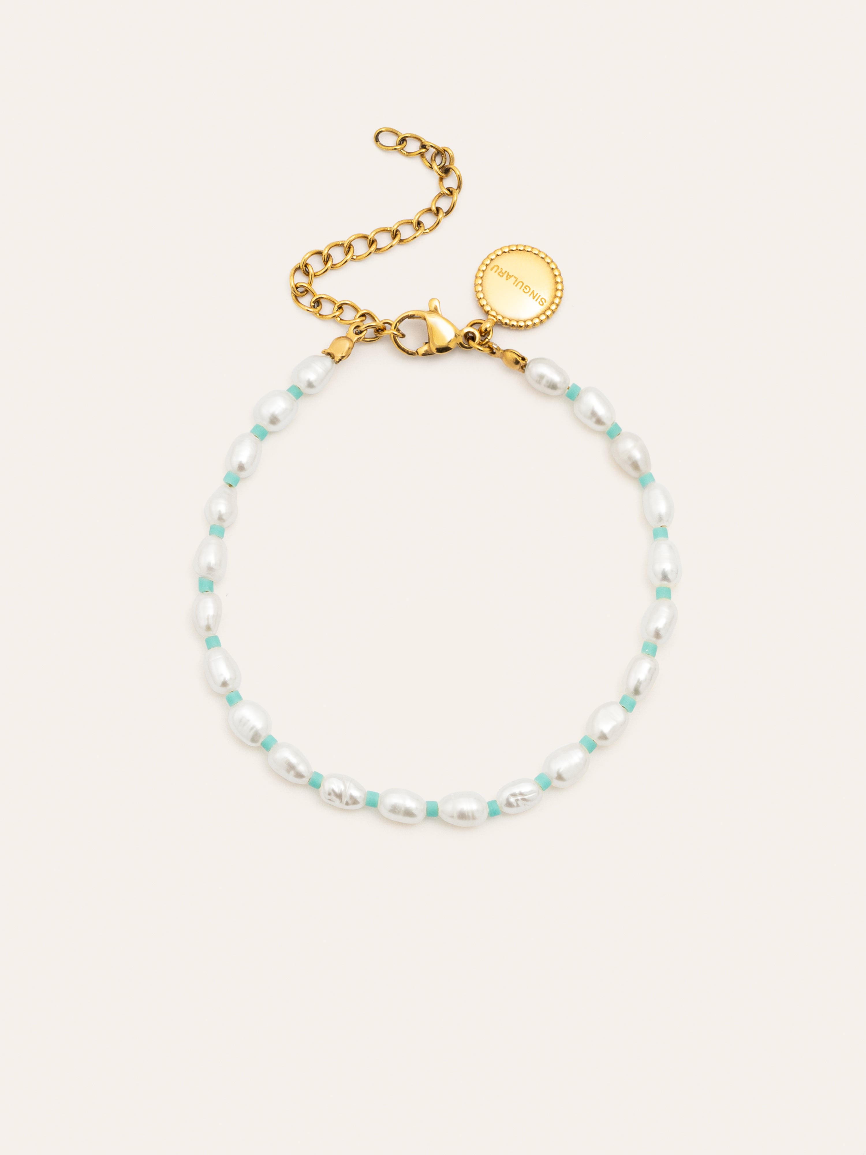 Pompeya Turquoise Stainless Steel Gold Bracelet