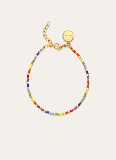 Bracelet Couleurs Arc-en-ciel Acier Plaqué Or