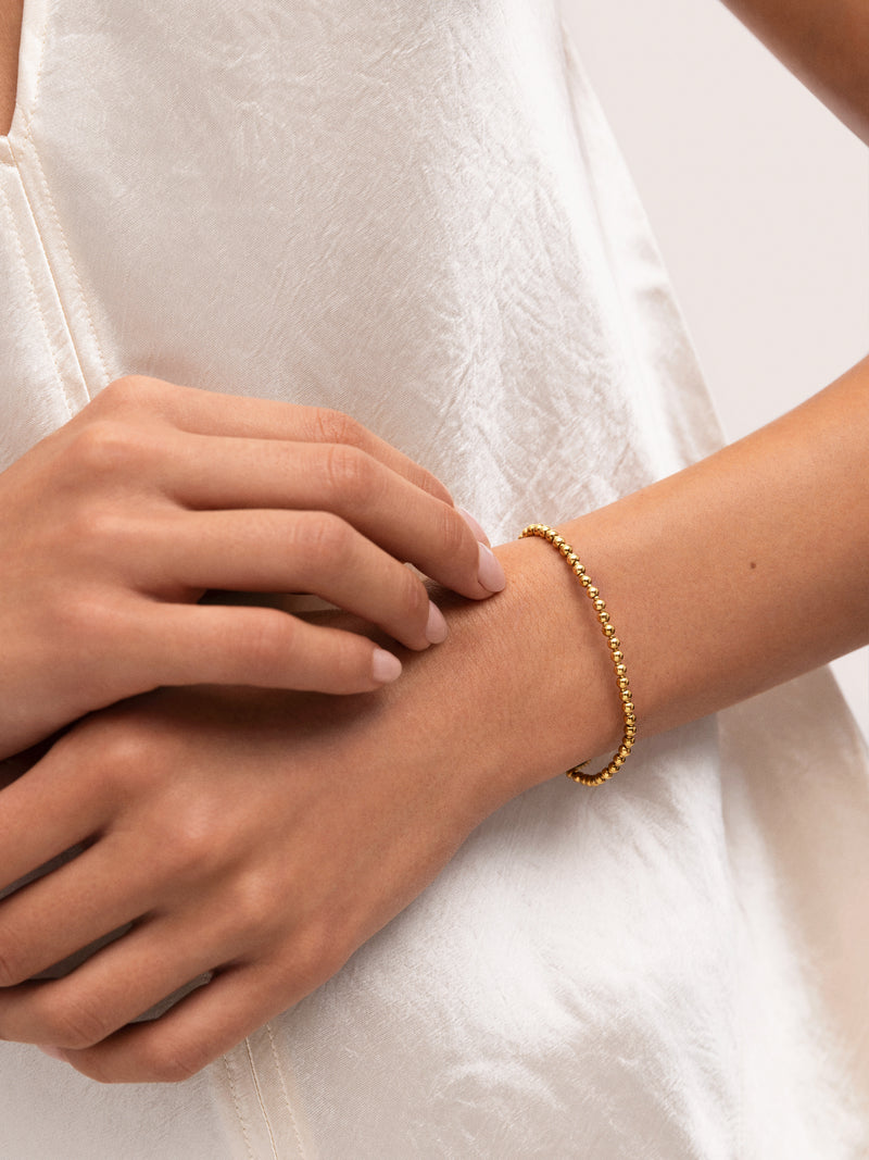 Bracelet chapelet acier plaqué or