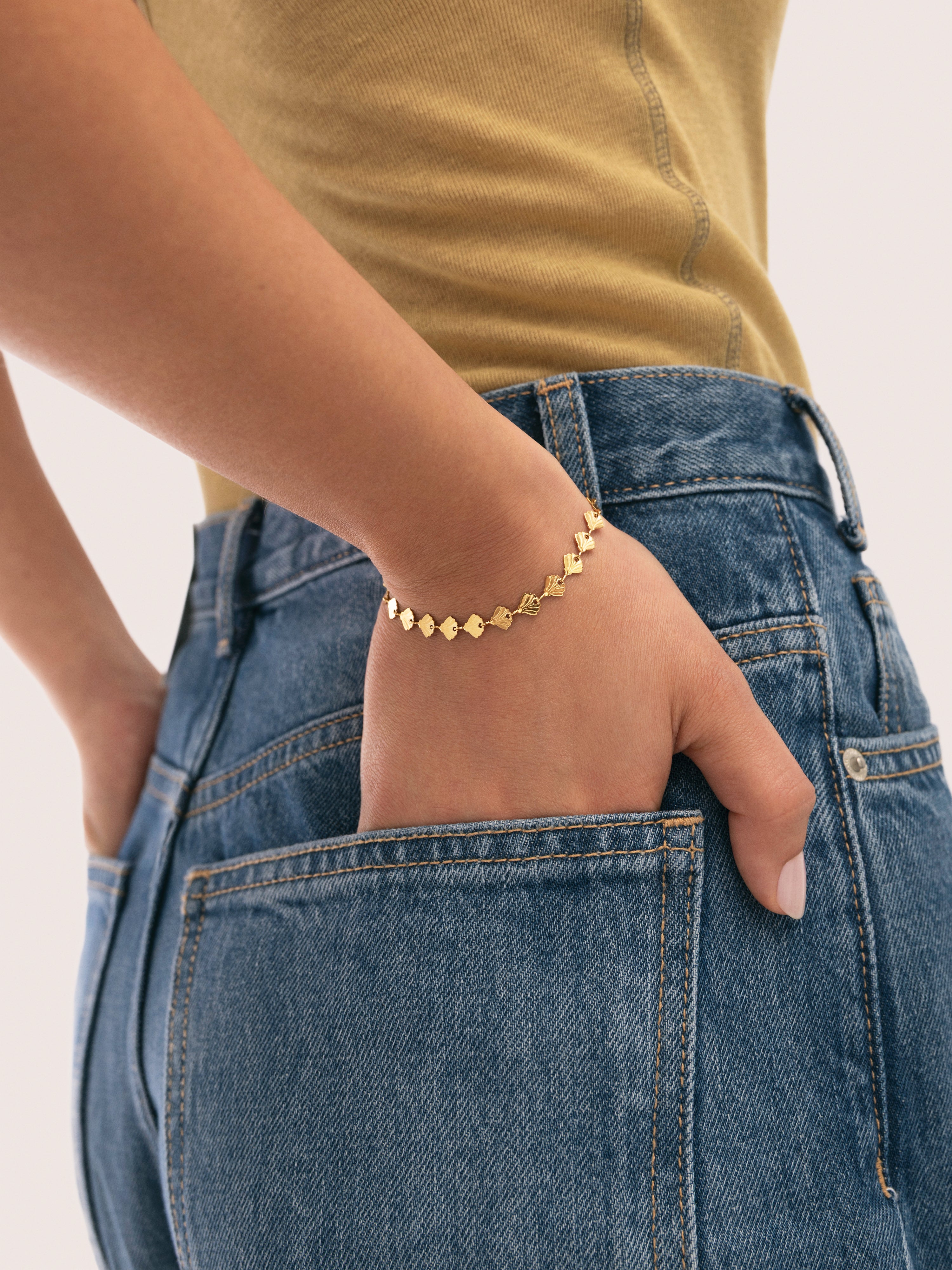 Bracelet Shells Acier Plaqué Or