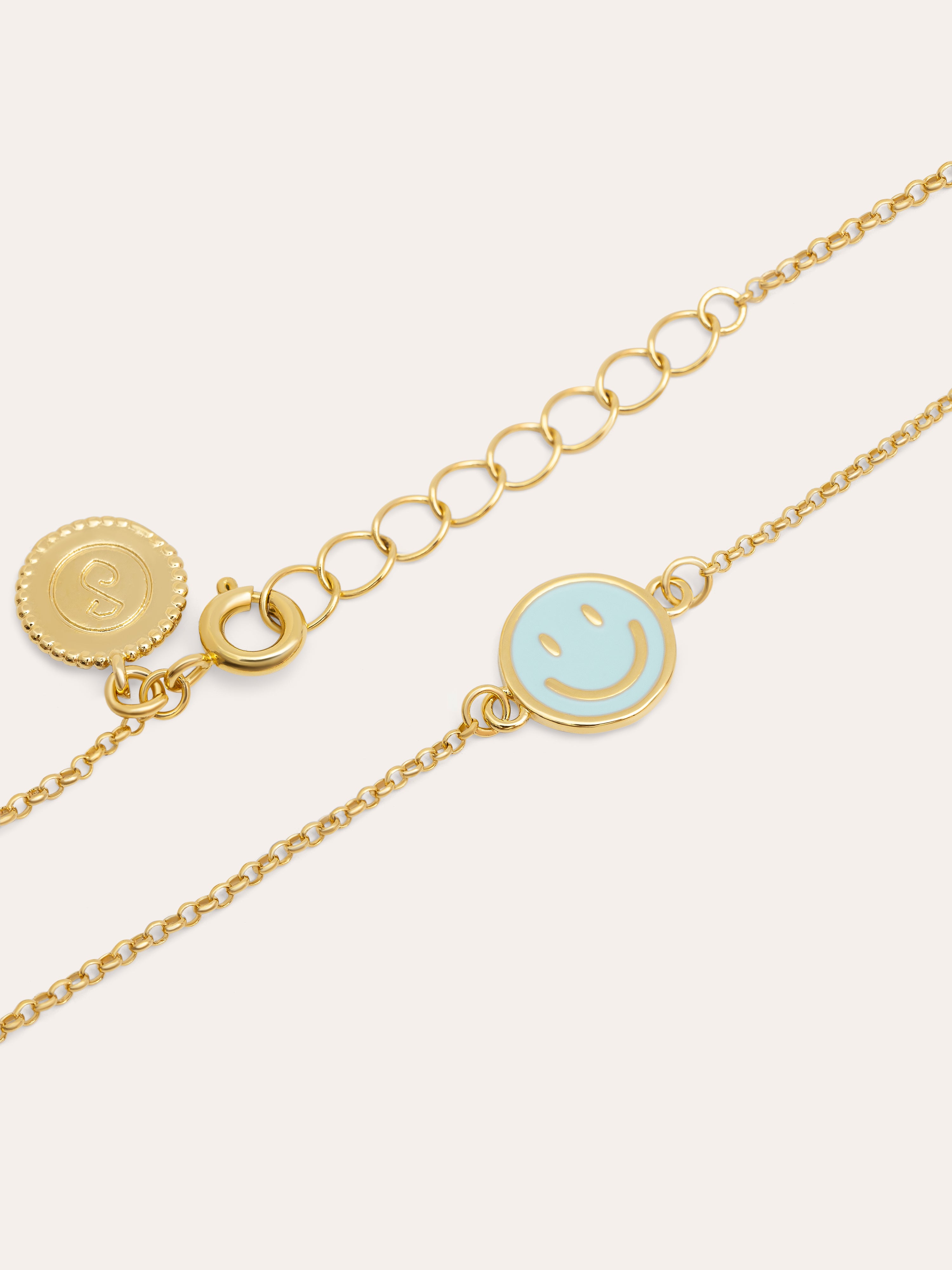 Smiley Sky Enamel Gold Bracelet