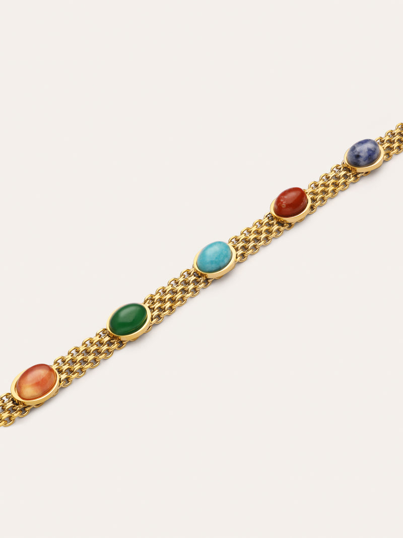 Tape Stones Mesh Armband Edelstahl vergoldet