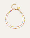 Tobillera Doble Dots Colors Enamel Acero Baño Oro
