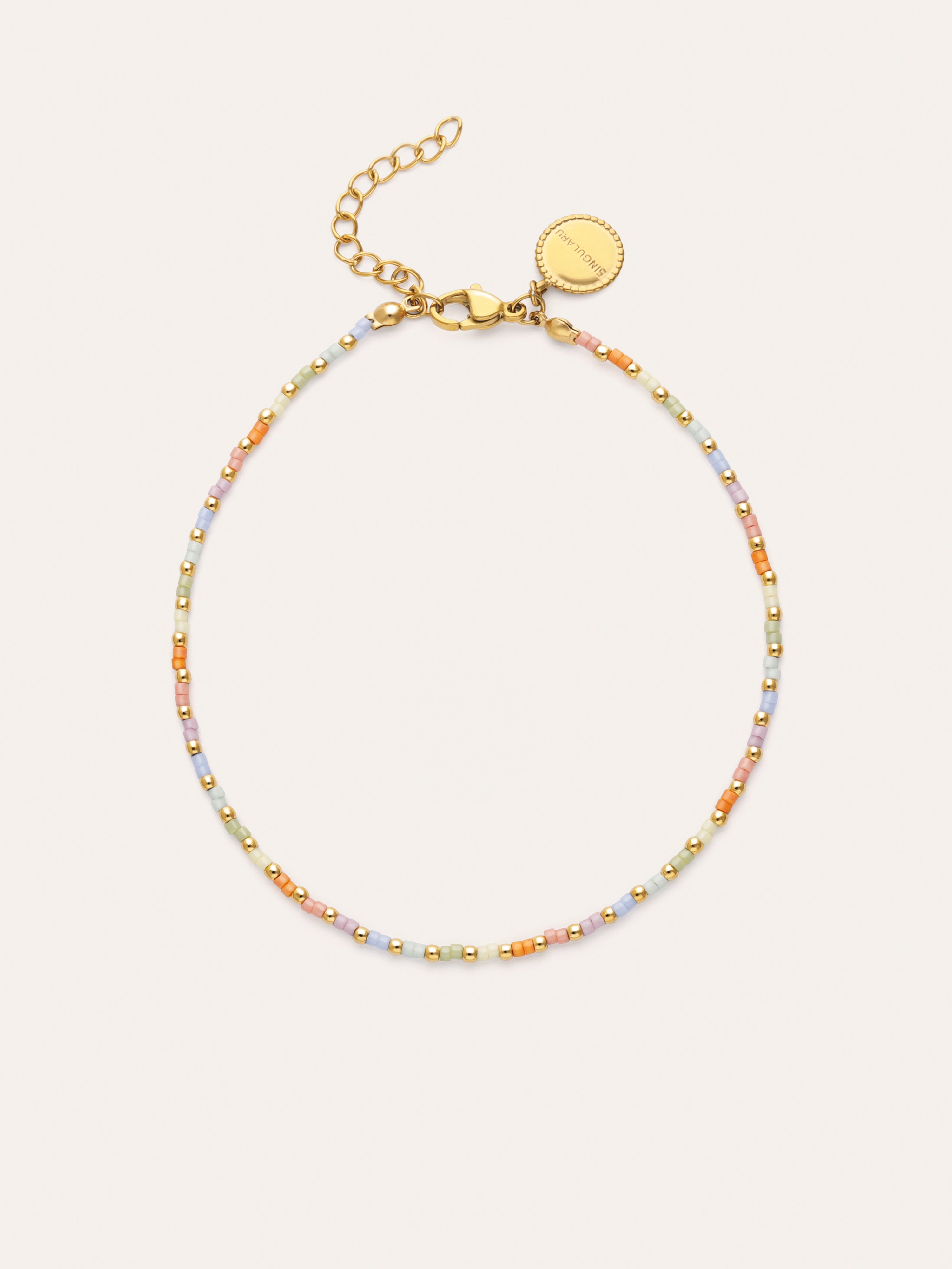 Tobillera Rainbow Pastel Acero Baño Oro