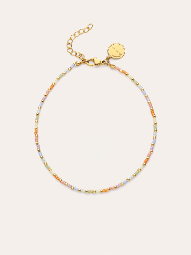 Tobillera Rainbow Pastel Acero Baño Oro