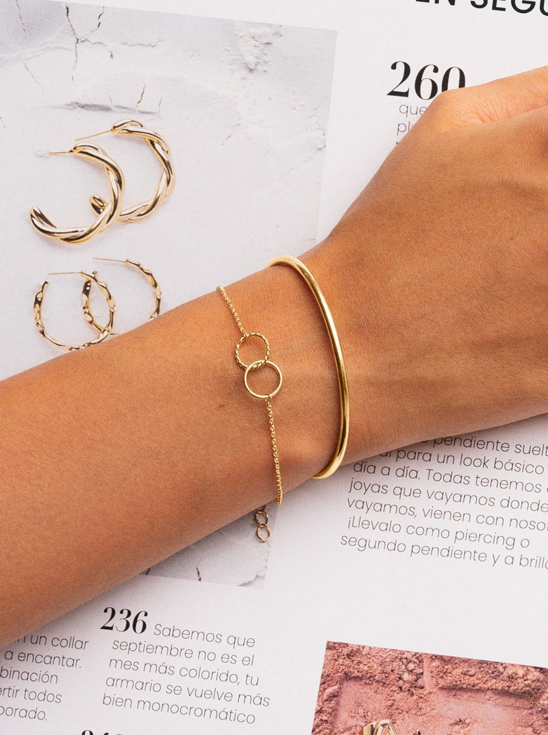 Bracelete Line Chain Aço Banho de Ouro