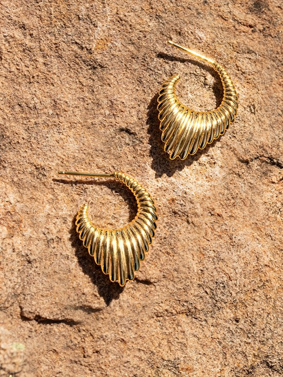 Flat Cordelia Hoop Gold Earrings