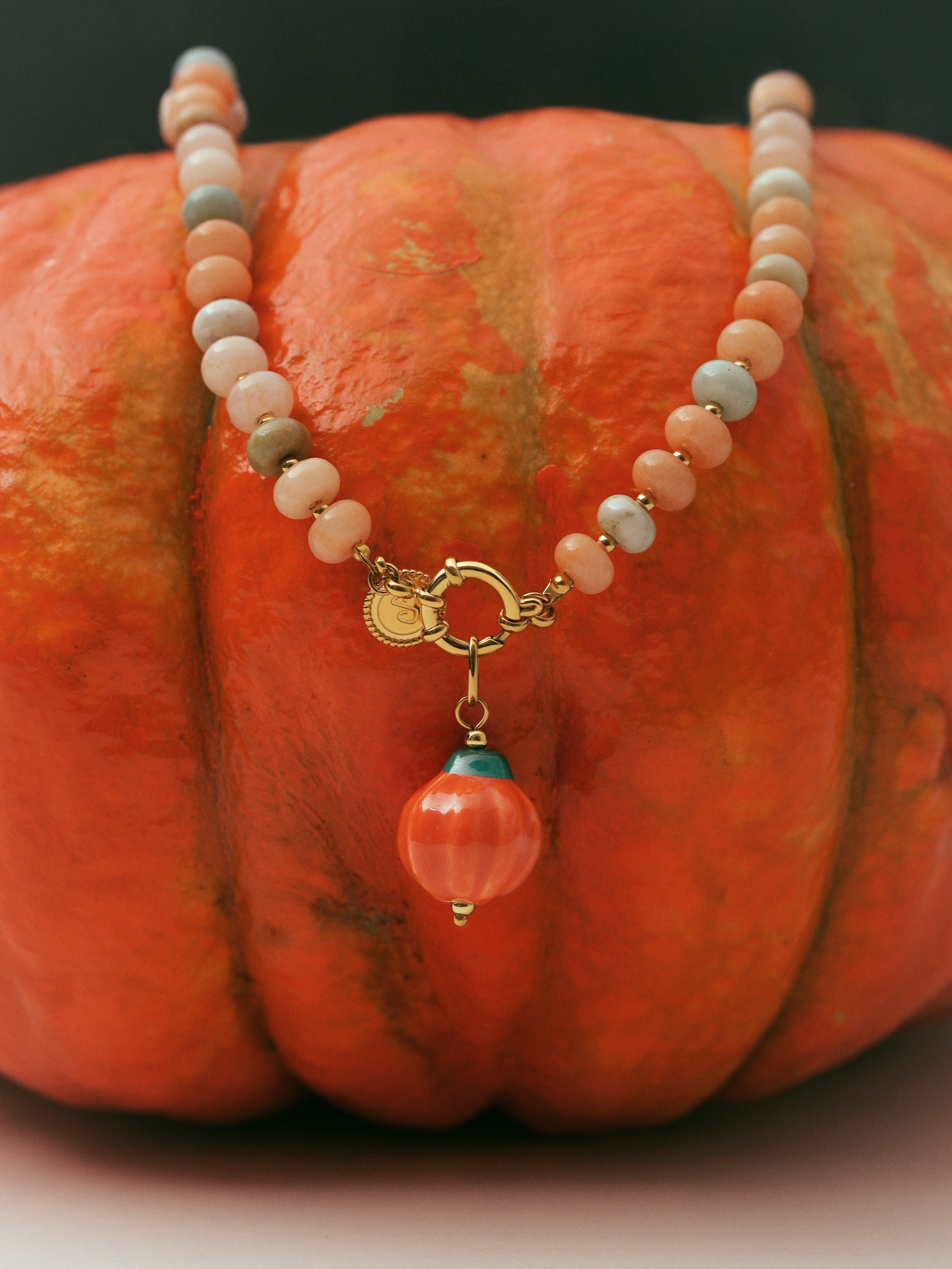 Collar Pumpkin Stones Acero Baño Oro