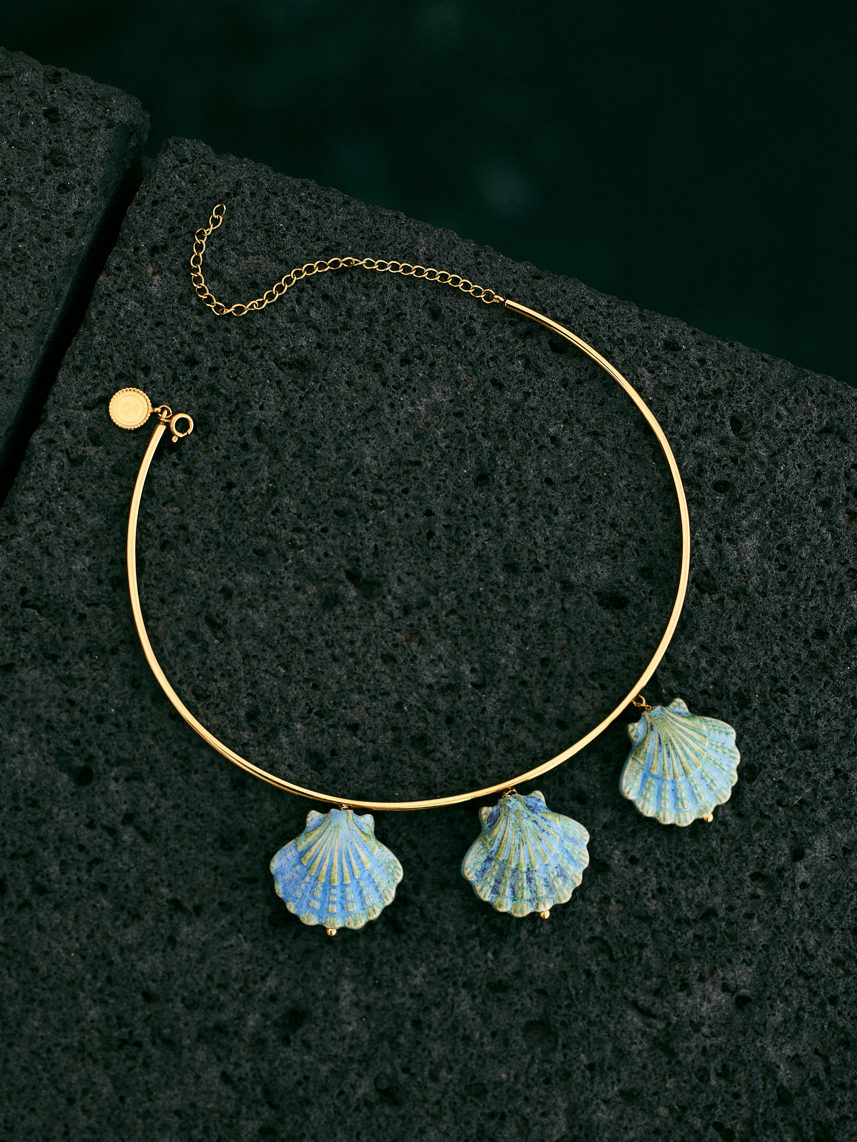 Choker Shelly Blue Acero Baño Oro