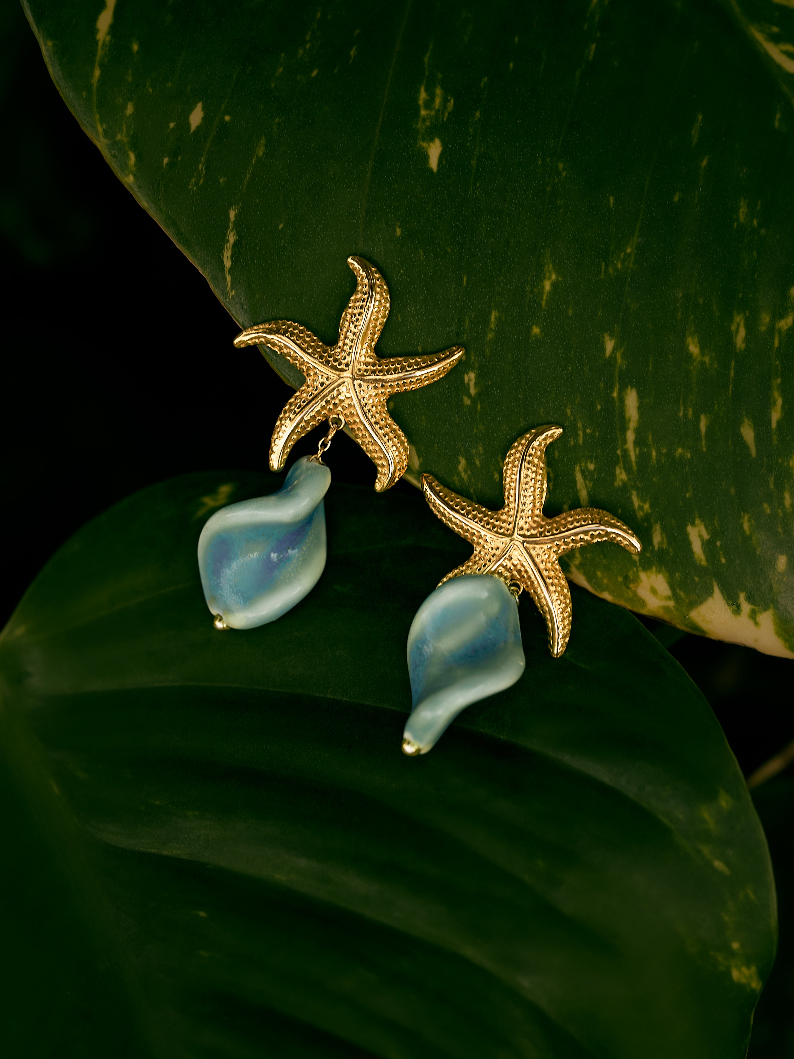 Pendientes Starfish Wave Acero Baño Oro