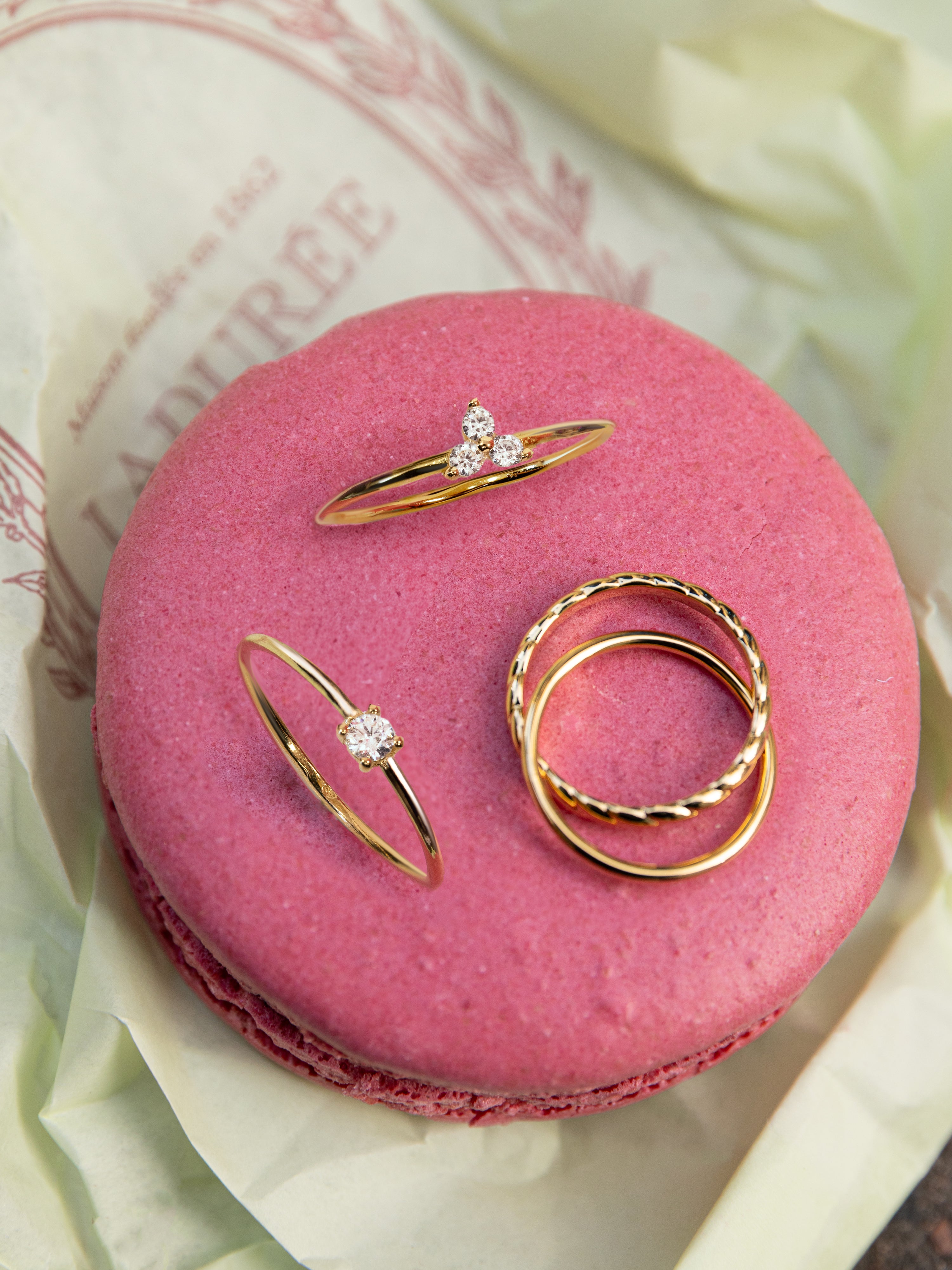 Anillo Trébol Plata Baño Oro