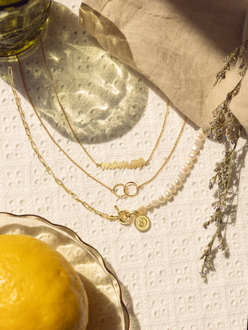 Collier Maman Heart Argent Plaqué Or