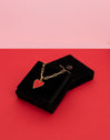 Collar Chic Lovely Heart Red Acero Baño Oro