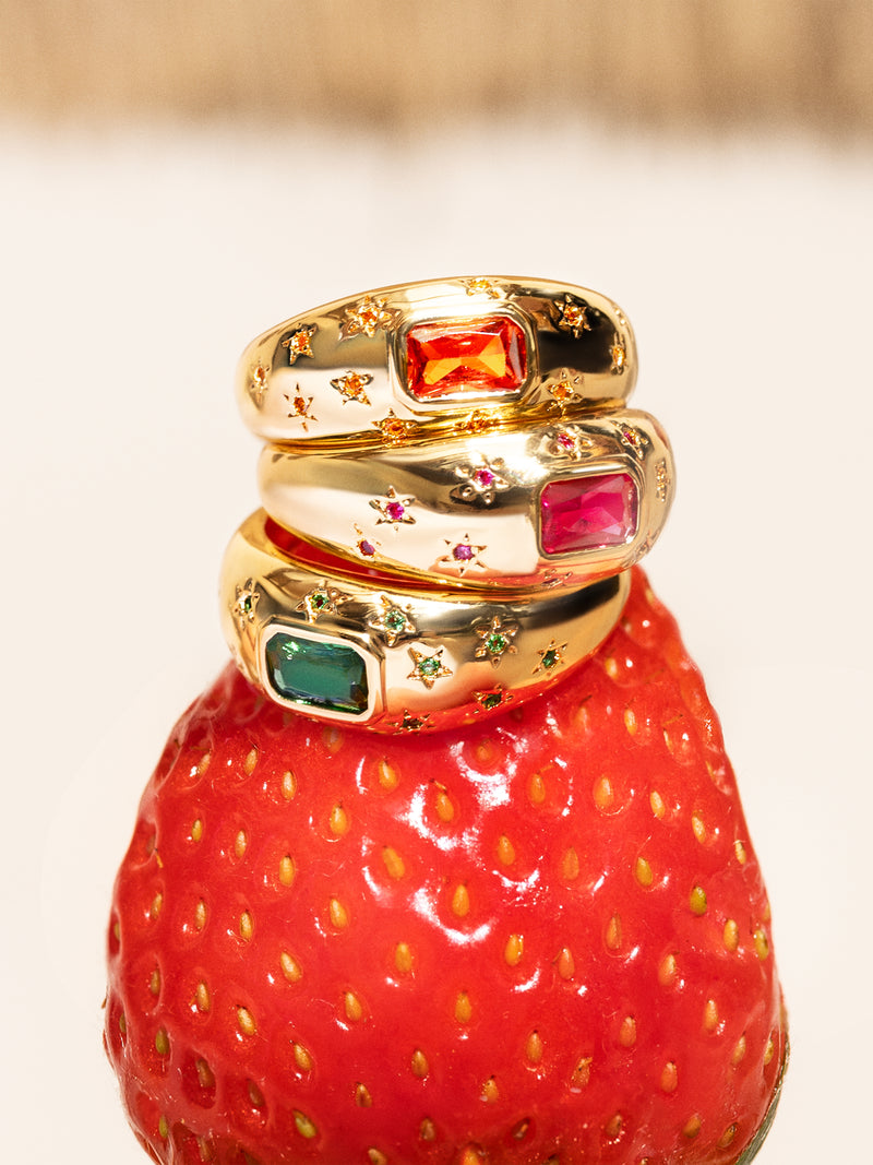 Bague Charlotte Émeraude Plaqué Or