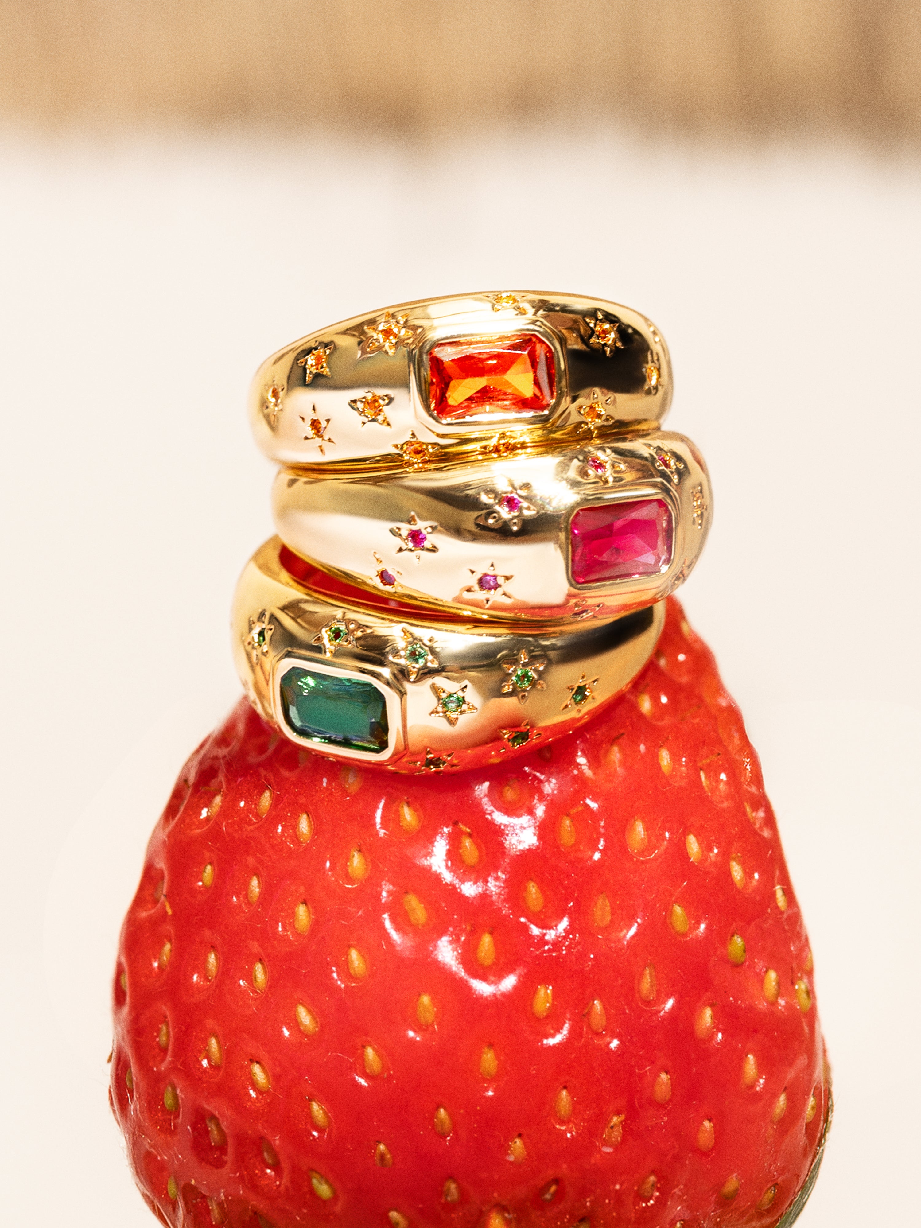 Anillo Charlotte Naranja Baño Oro