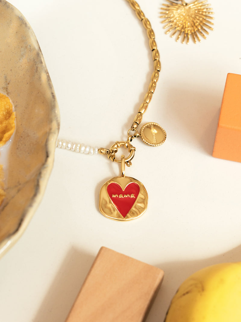 Mamá Lovely Heart Charm, vergoldet